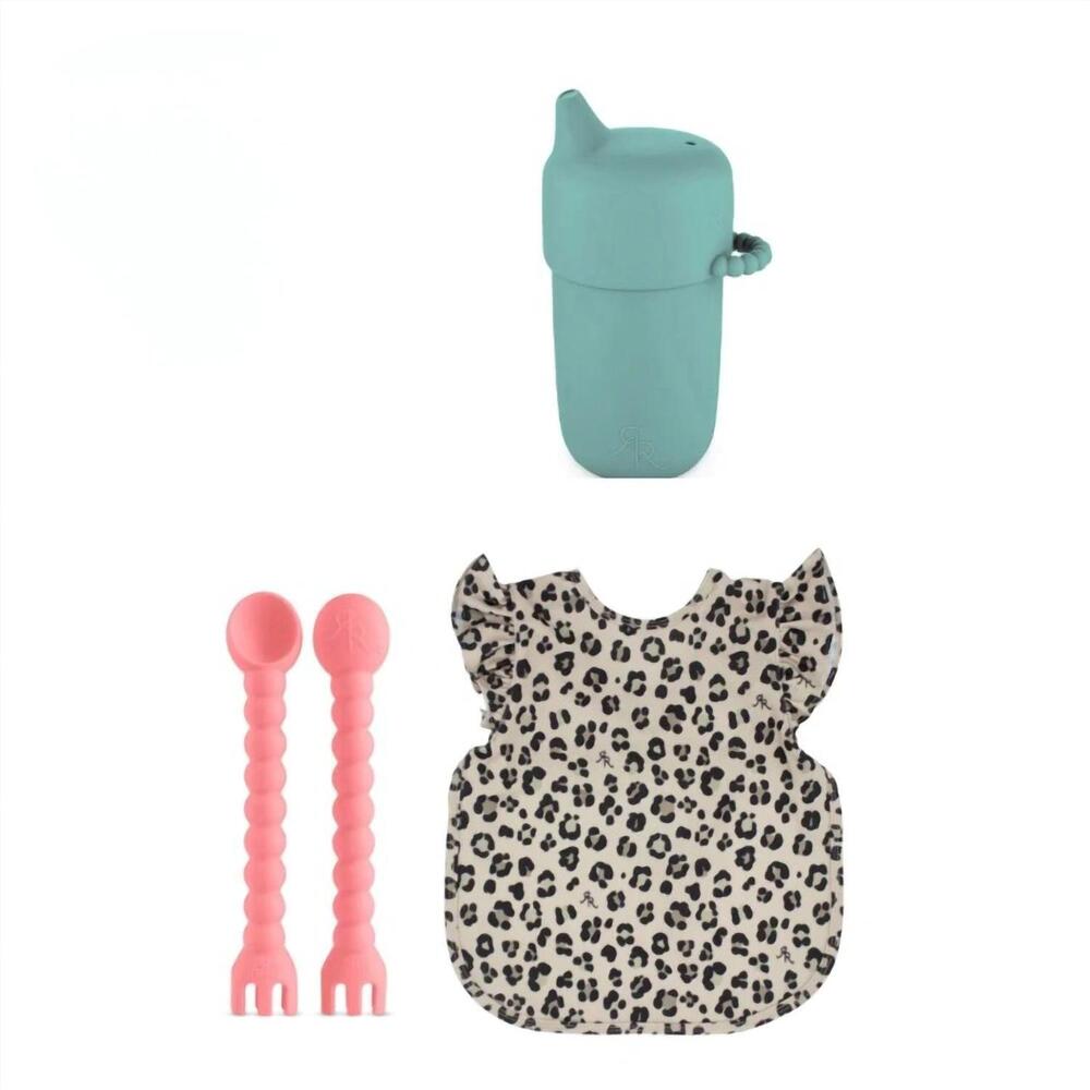 NEW RYAN & ROSE ruffle leopard feeding bundle in multi